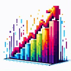 Pixelated Growth Chart Vibrant Success