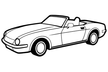 convertible car line art silhouette vector illustration