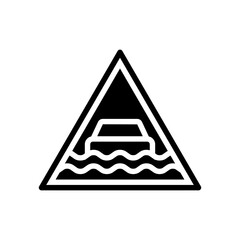 heavy rain flooding car driving obstacles glyph icon vector illustration