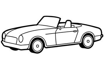 convertible car line art silhouette vector illustration