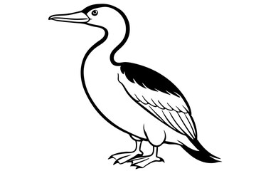 cormorant line art silhouette vector illustration