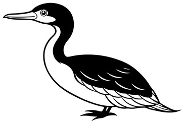 cormorant line art silhouette vector illustration