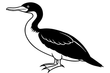 cormorant line art silhouette vector illustration