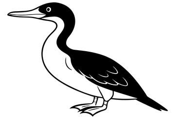cormorant line art silhouette vector illustration