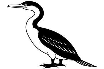 cormorant line art silhouette vector illustration
