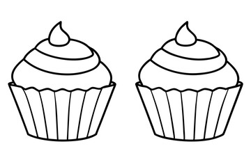 cupcakes line art silhouette vector illustration