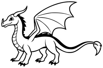 drache line art silhouette vector illustration