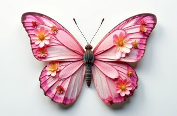 Butterfly - Danaus chrysippus (Plain tiger or African monarch) isolated on the white background