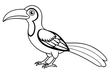 hornbill line art silhouette vector illustration