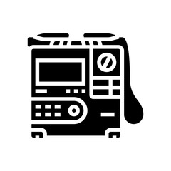 Fototapeta premium defibrillator cardiology accessories glyph icon vector illustration
