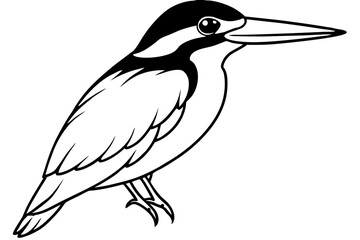 kingfisher line art silhouette vector illustration