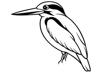 kingfisher line art silhouette vector illustration