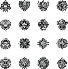 Indian Hindu Symbols Glyph Icons 
