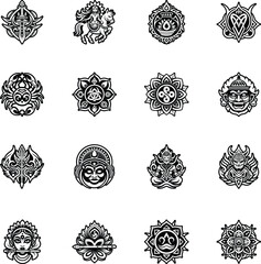Glyph Style Indian Culture Icons