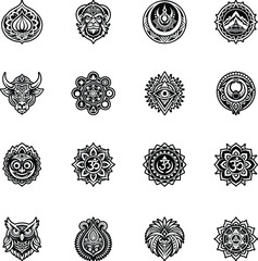 Glyph Style Indian Culture Icons