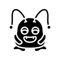 antennae cute monster glyph icon vector illustration