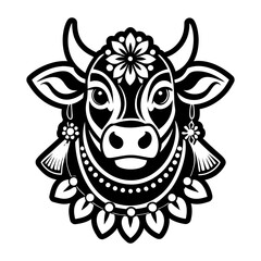 A filled style icon of indian cow symbol