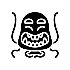 teeth cute monster glyph icon vector illustration