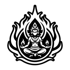 A glyph style icon of fire god symbol