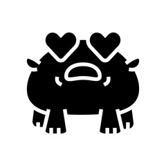 heart eyes cute monster glyph icon vector illustration