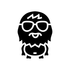 glasses cute monster glyph icon vector illustration