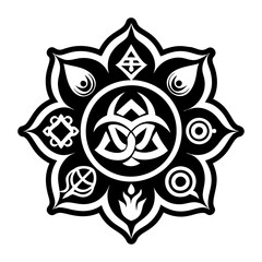 A glyph style icon of karma symbol