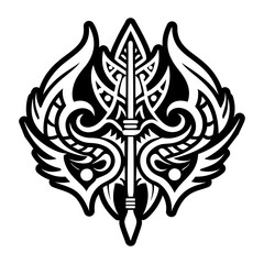 A glyph style icon of kartikeya symbol