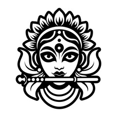 A solid style icon of krishna flute symbol