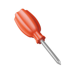 3D Red Screwdriver with Steel Tip