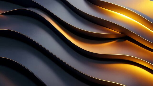 Abstract metallic waves with golden highlights