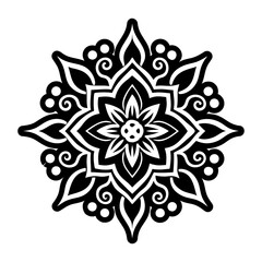 A glyph style icon of rangoli art symbol