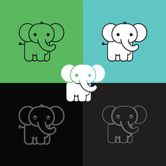 Cartoon Elephant vector coloring page