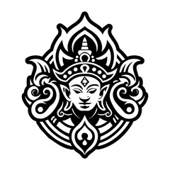 A glyph style icon of trimurti god symbol