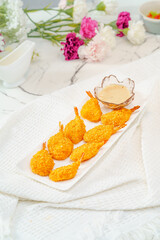 Fried food on a monochrome background