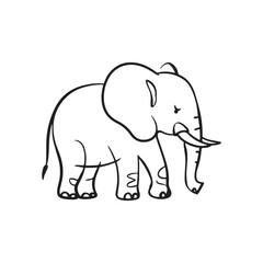 Baby Elephant vector coloring page