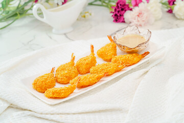 Fried food on a monochrome background