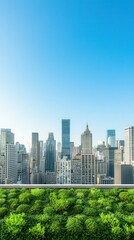 Obraz premium Urban Skyline with Greenery in the Foreground on a Clear Day