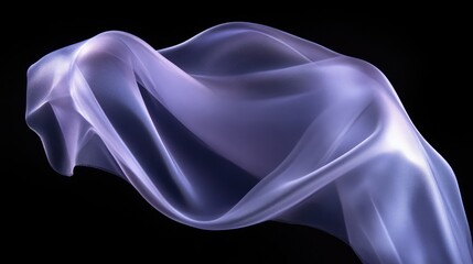 Fototapeta premium Flowing, translucent fabric against black background. Fluid, soft curves