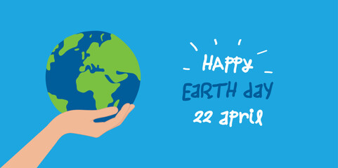 happy earth day planet of human hand vector illustration
