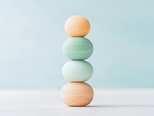 Balanced Pastel Spheres on Table.
