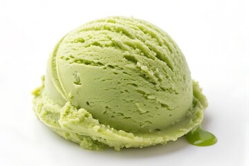 Matcha ice cream scoop isolated on transparent background