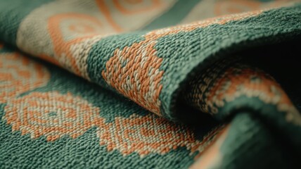 Fototapeta premium Teal And Orange Textured Fabric Detail Close Up