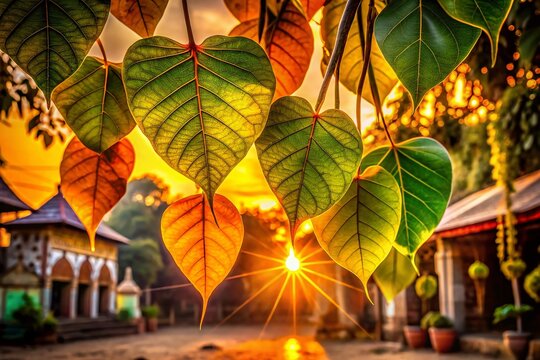 Silhouette of Peepal Leaves at Panchalingeshwar Temple, Odisha, India - Religious Offering