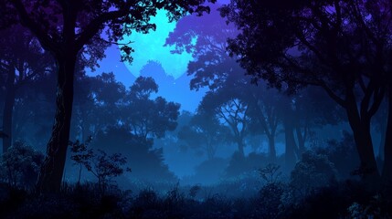 Fototapeta premium Halloween Trees illuminated by shafts of Moonlight that filter through the Branches