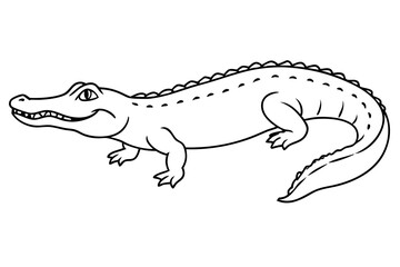 alligator line art silhouette vector illustration