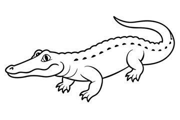 alligator line art silhouette vector illustration