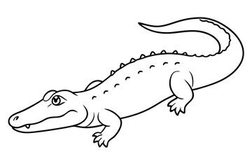 alligator line art silhouette vector illustration
