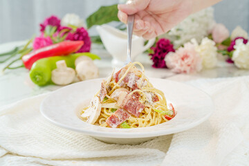 Pasta on a fresh background
