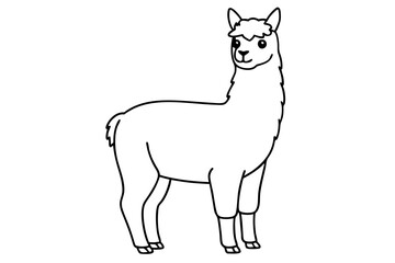 alpaca line art silhouette vector illustration
