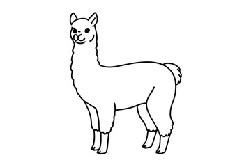 alpaca line art silhouette vector illustration